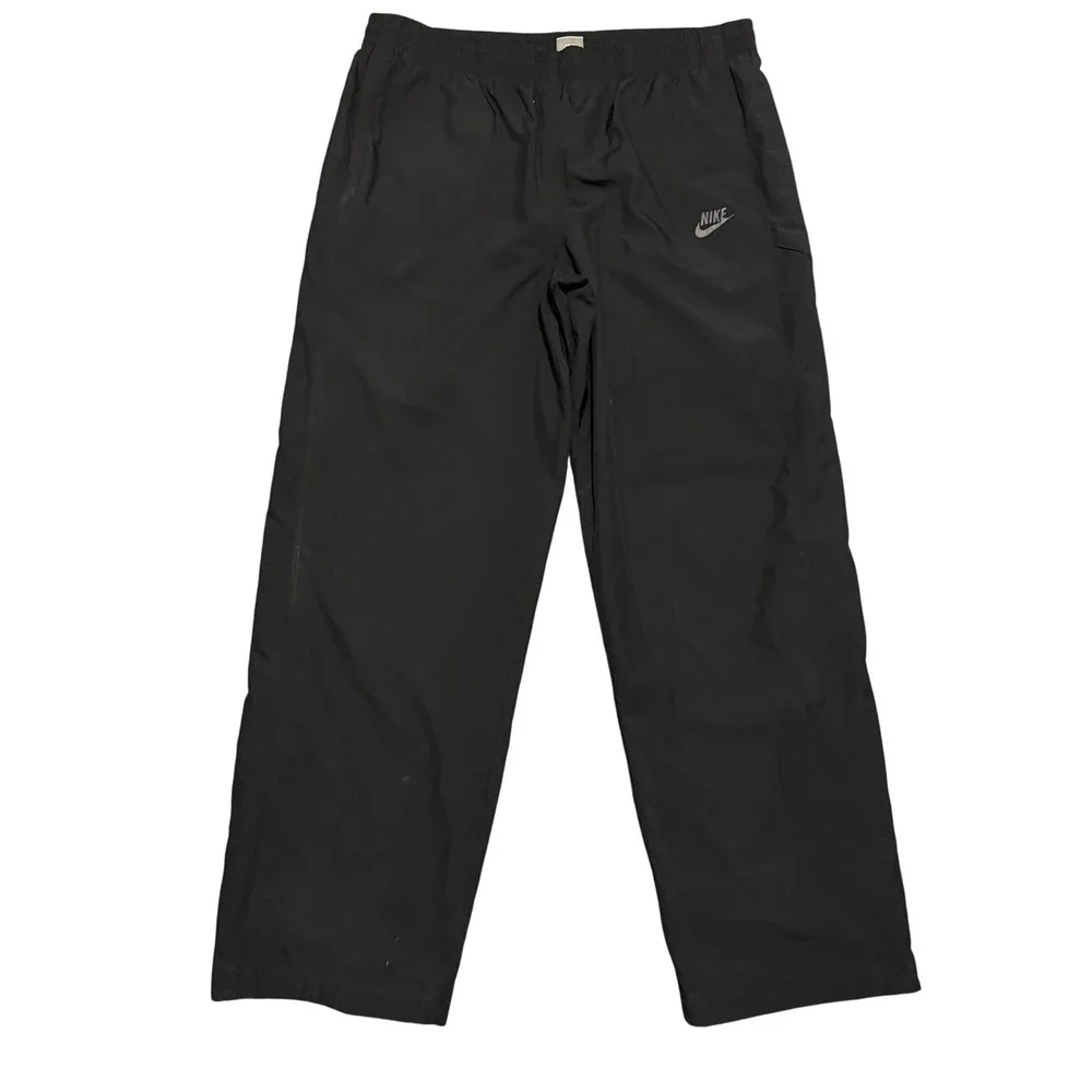 Nike Y2K Sportswear Mens XXL Black Woven Mesh Lined Track Pants Zippers